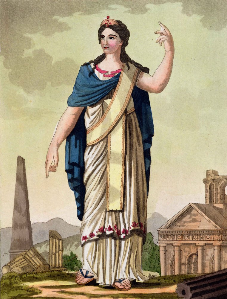 アンティーク 1796年版 銅版画 The Lady Surry（サリー婦人） Labrousseによって刻まれた「アンティークローマ」からの貴族の